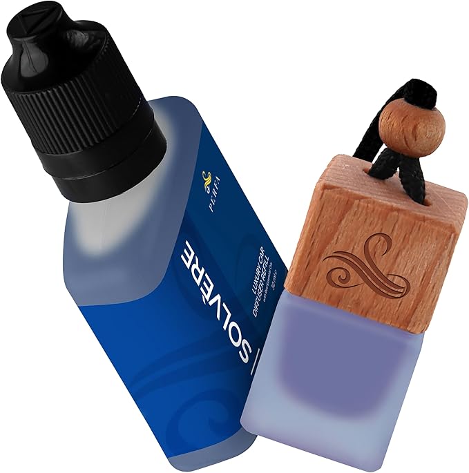 Solvère Gift Set with Refill Bottle | Automotive Air Fresheners with Solvère Fragrance | Strong Car Perfume | Odour Eliminating Car Air Fresheners by Perfa