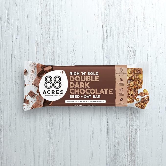 88 Acres Granola Bars | Double Dark Chocolate | Gluten Free, Nut-Free Oat and Seed Snack Bar | Vegan & Non GMO | 12 Pack