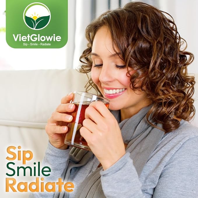 VietGlowie 30 Hibiscus Pyramid Tea Bags, 2.5g/Bag to 33oz, Hibiscus Flower Loose Leaf Herbal Tea, Refreshing & Tart, Caffeine-Free, 100% Natural, Corn-Based Tea Bags