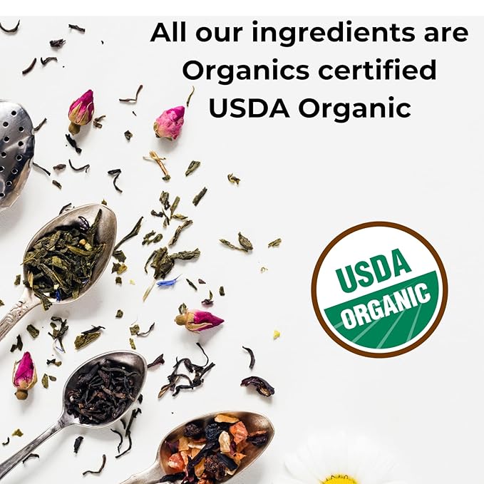 The French Touch Chamomile Tea ORGANIC | 1.5g x 30 Pyramid Bags |100% Certified USDA Organic | Plant based tea bags | Select Premium Tea | Whole Flower (Chamomile) | Caffeine-free