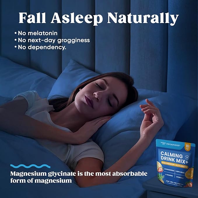 Venture Pal Calming Powdered Drink Mix, Magnesium Glycinate, Ashwagandha, L-Theanine,Vitamin D, Lions Mane, Sugar Free Magnesium Supplement Blend for Relax & Focus, Non GMO, Vegan, On The Go