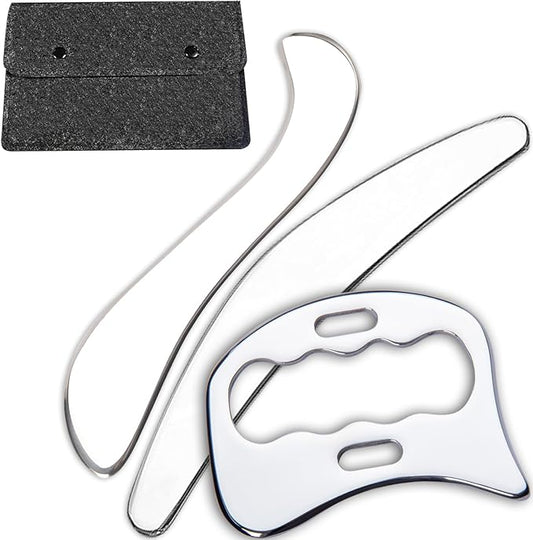 FeelFree Sport 3 in 1 Muscle Scraper Tool-Gua Sha Scraping Tool Physical Therapy Massage Tool-Soft Tissue Mobilization for Back, Legs, Arm (A+D+S)