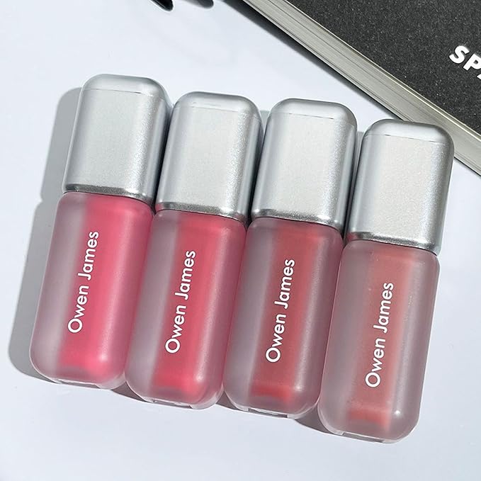 Dulele 4PCS Matte Velvet Lip Gloss Not Fade Liquid Lipstick Set, Waterproof Long-Lasting Non-Stick Cup Lip Glaze Lipgloss Cute Lip Makeup for Girls and Women