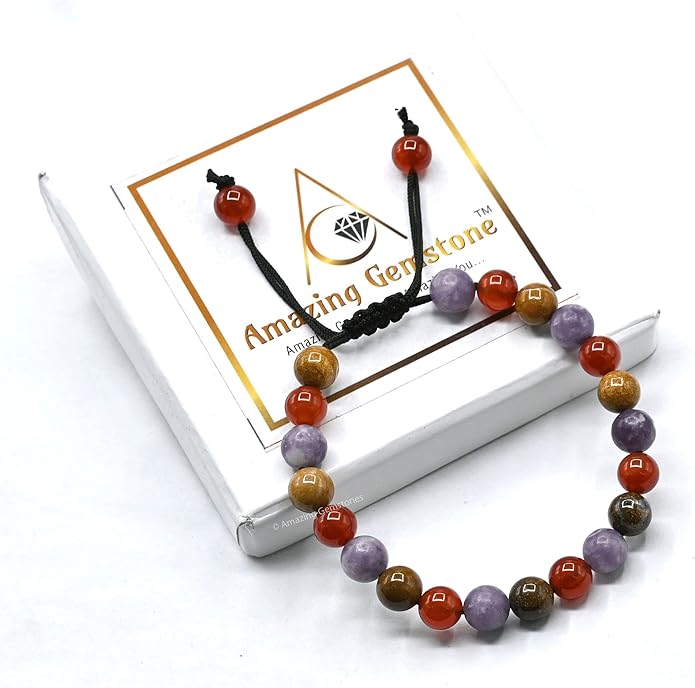 Natural Healing Crystal Bracelet for Women - Mens Bracelet Energy Balancing Gemstones Set - Adjustable Stone Bead Bracelet for Men and Women - Chakra Crystal Therapy Accessory, Meditation