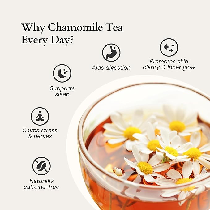 Sippingly Chamomile Tea Sampler Box - 8 Premium Herbal Blends. 32 Biodegradable Tea Bags. Caffeine-Free Sleep & Relaxation Tea Gift Set.