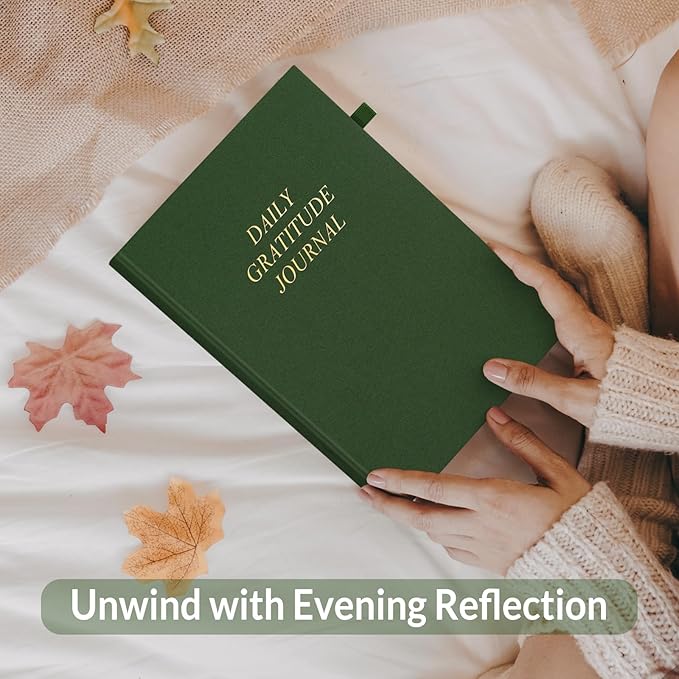 SUNEE Daily Gratitude Journal – Simple 5 Minute Journal for Daily Reflection, Build Positivity and Mindfulness, Undated Minimalist Planner for Women & Men (Deep Green)