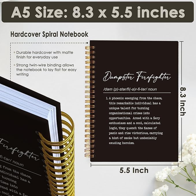 Dumpster Firefighter Notebook – Inspirational Spiral Hardcover Journal for Crisis Managers and Problem Solvers – Funny & Motivational Office Gift 5.5x8.3