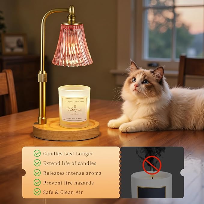 Pink Candle Warmer Lamp with Timer Dimmable,Birthday Gifts for Women,Adjustable Height Wax Melt Warmer for Jar Candles,House Warming Gifts New Home,Ideal for Office,Dorm,Bedroom Home Decor