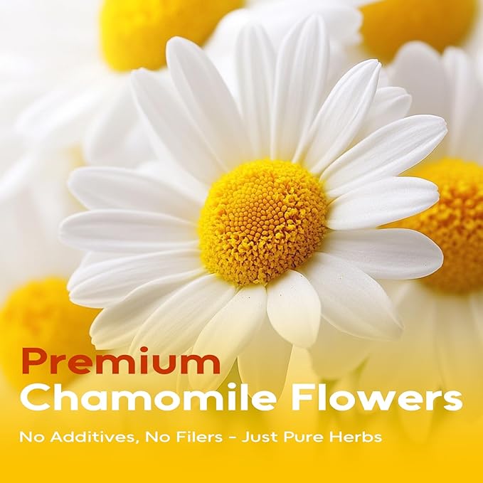 FullChea - Chamomile Tea bags, 120 Teabags, 1.2g/bag - Pure & Natural Chamomile Flowers - Caffeine-free Herbal Tea for Relaxation - Support Digestion & Boost Immune System