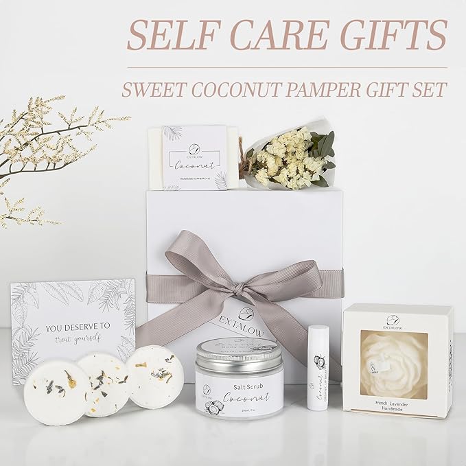 Spa Gifts for Women Bath and Body Gift Basket Mothers Day Gifts Coconut Lavender Home Spa Set Self Care Gift for Mom Sister Her Wife Birthday Gifts Spa Kit Care Package Thank You Gift