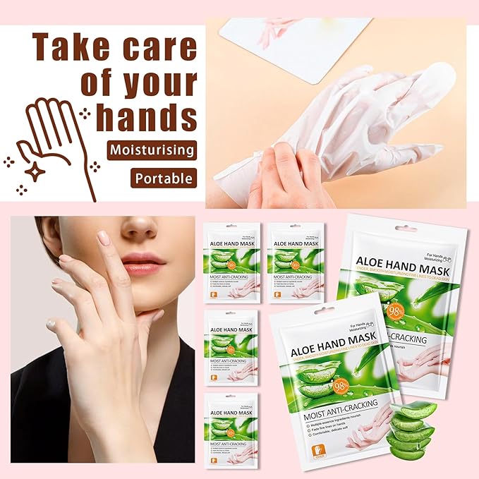 6 Pairs Hand Mask for Dry Cracked Hands,Nourishing Moisturizing Gloves,Hands Moisturizer for Deep Moisturizing,Silky Smooth Moisturizing Gloves,Hand Care Mask Set(N)