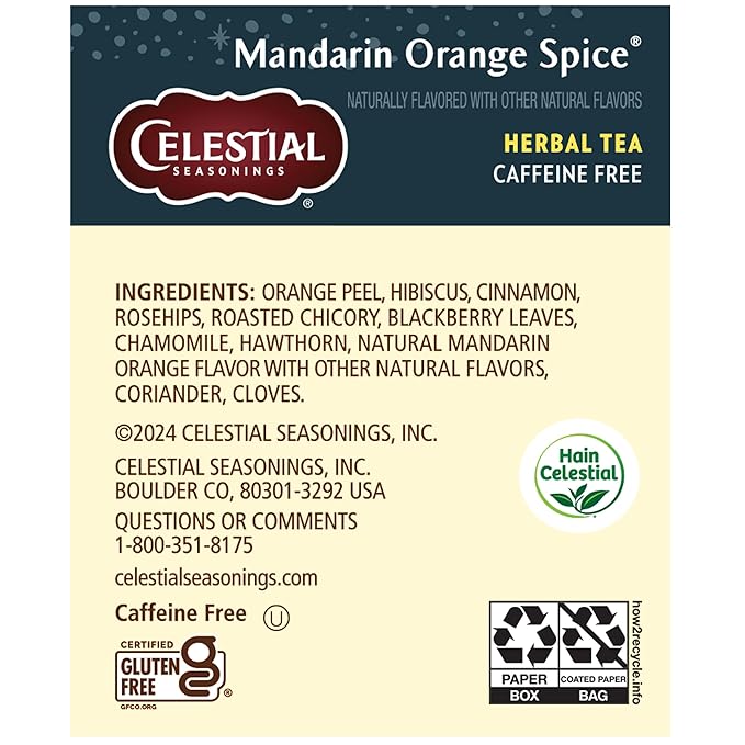 Celestial Seasonings Herbal Tea, Mandarin Orange Spice, 20 Count (Pack of 6)