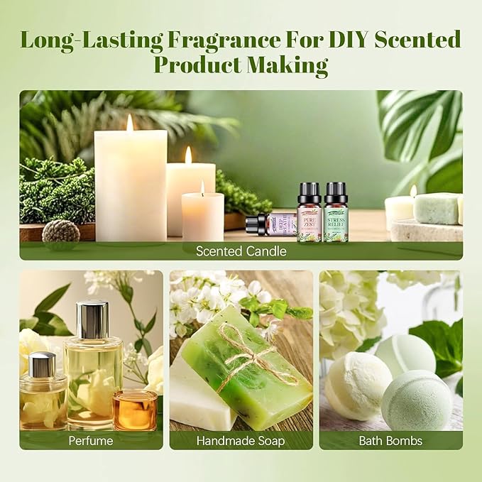 Essential Oils Blend Set,Essential Oils for Diffusers for Home,Stress Relief, Sweet Dream,Deep Breathe,Relax, Air Freshening,Aromatherapy Gifts for Women,DIY Candle Making,Humidifiers, Massage(6x10ml)