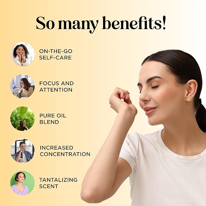 Focus Essential Oil Roll On - Aromatherapy Essential Oil Roller with Invigorating Pure Citrus and Mint Oils - Attention and Focus Essential Oil Blend with Eucalyptus Peppermint & Grapefruit (1 Pack)