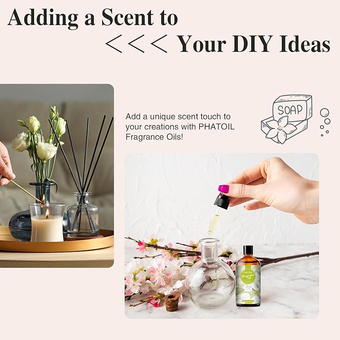 100ML/3.38fl.oz White Musk Fragrance Oils, PHATOIL White Musk Oil for Diffuser, Humidifier, Scented Oils for DIY Soap, Candle Making with Premium Glass Dropper