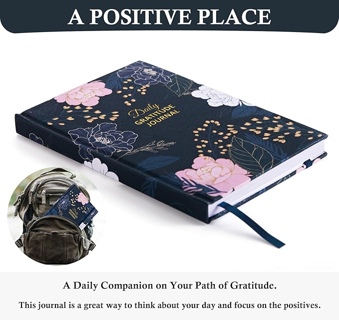 Gratitude Journal with 4 Inspirational Stickers: Undated Daily Gratitude Journal for Women and Men - More Happiness, Affirmation, and Mindfulness in A Few Minutes with Prompts & Quotes (Peony)