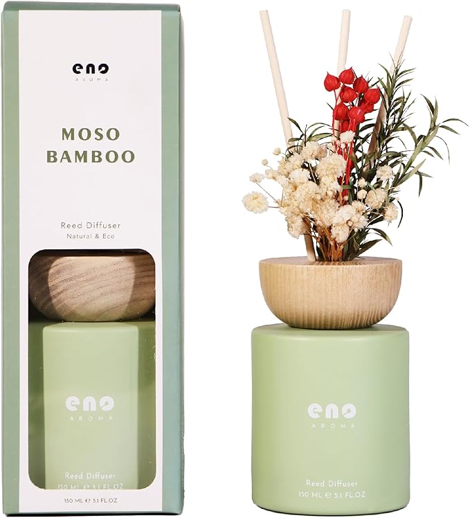 Reed Diffuser Set with Really Dried Flowers, Essential Oils Scented Diffuser with Sticks, Air Fresheners Home Fragrance for Bathroom Shelf Decor & Gift, 5.1oz / 150ml