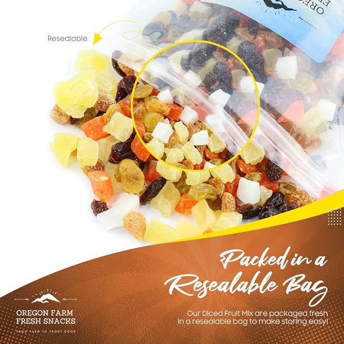 Oregon Farm Fresh Snacks Dried Fruit Mix – Snack Mix With Dried Cranberries, Coconut, Mango & Raisins - Healthy Adult & Kids Snacks - USA Made (24oz) (Pack of 2)