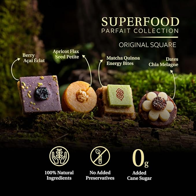 Laumière Gourmet Fruits - Dried Fruit Gift Baskets - Superfood Parfait Collection - Square (16 Pcs) - Premium Nuts Gift Basket - Healthy Snack Boxes for Adults- Vegan, Gluten Free Food Box - No Added Cane Sugar