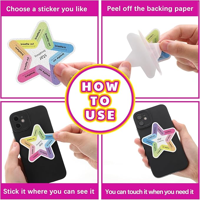 Libima 72 Pieces Anxiety Sensory Stickers Textured Stickers Fidget Mindfulness Sticker School Counselor Supplies Adult Sensory Items Anxiety Relief, 9 Styles(Classic Color)