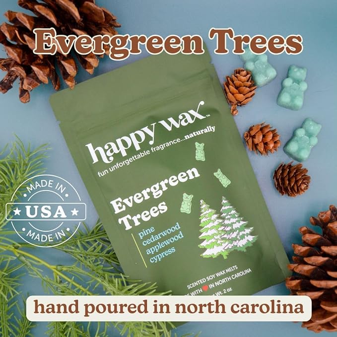 Happy Wax Winter Woods Mix Scented Soy Wax Melts- Includes: Pine Forest, Evergreen Trees and White Birch - 6 oz Mix