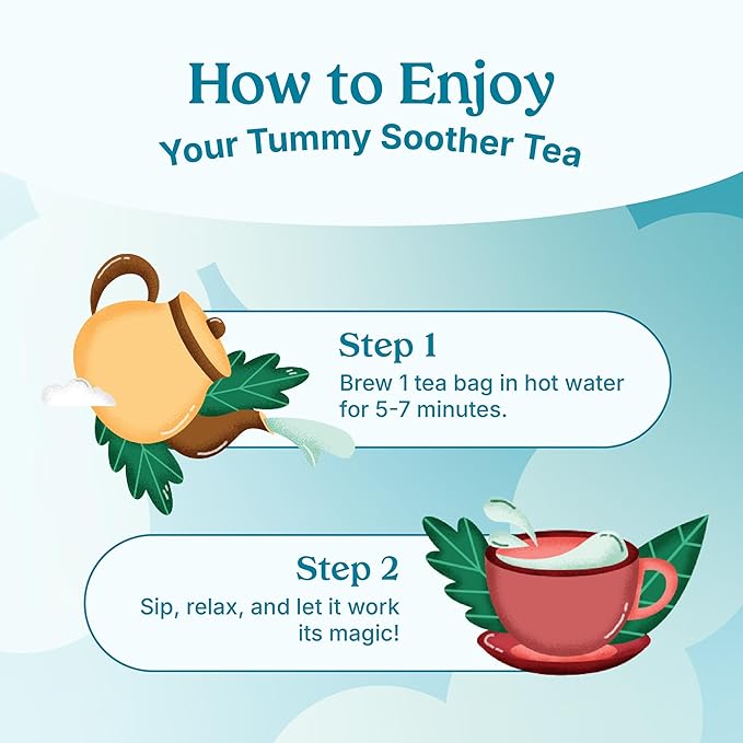 Poop Like A Champion Gas Relief Chamomile Peppermint Tea, 30 Bags, Herbal Tea for Digestion and Bloating, Chamomile Tea Bags with Fennel