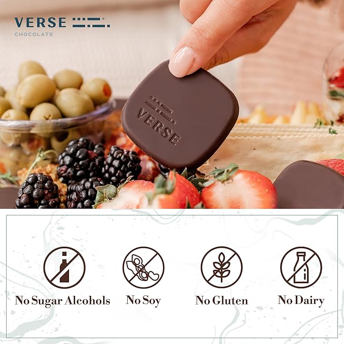 Verse Dark Chocolate Squares Variety Pack - Original and Mint w/ 1g Cane Sugar, High Cacao - Premium Dark Chocolates - Individually Wrapped Chocolate Squares (9 Count, 2 Pack)