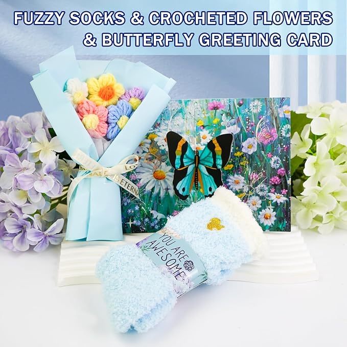 Birthday Gifts for Women Friendship Self Care Package Gifts for Women Get Well Soon Gift Baskets Relaxing Blanket Gifts Box for Sister Mom Wife Friend Her Fantasy Box (Blue)