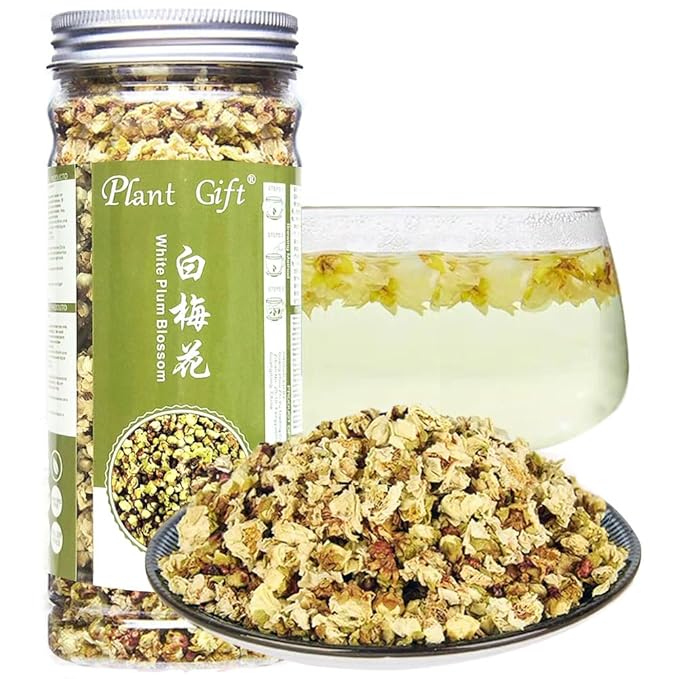 Plant Gift White Plum Blossom Tea Dried Flower Tea, Plum Green Tea Loose Health Tea Herbal Green Plum Bossom Tea 35g
