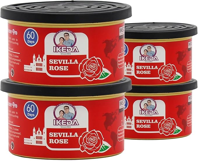 IKEDA Car Air Freshener & Car Odor Eliminator for Auto or Home,Office, 60 Days Long Lasting Scent Cans Freshener, 1.5 Oz Each, 4 Cans, Rose Scent