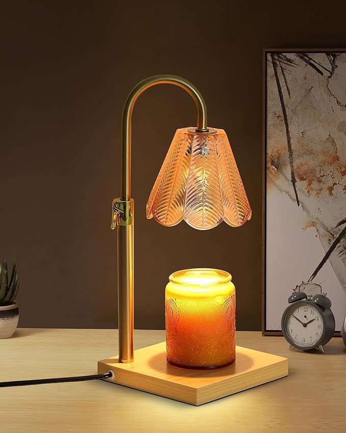 Candle Warmer Lamp with Timer & Dimmer, Birthday Gifts for Women Mom, House Warming Gifts,Flower Candle Lamp for New Home Decor, Wax Melt Warmer for Jar Candles, 2 Bulbs