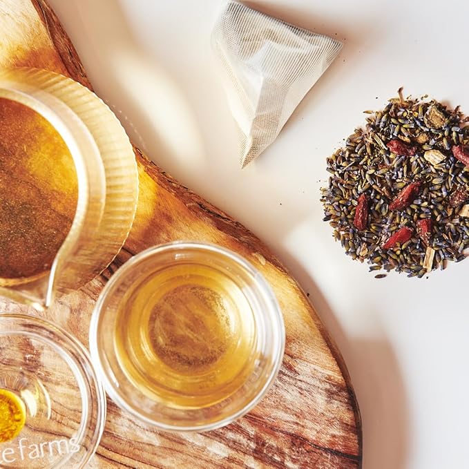 Grace Farms LAVENDER GOJI BERRY Herbal Teas (50 Sachet Pouch) | Naturally Sweet, Stress Relieving and Caffeine Free | Organic and Kosher Certified | Gives Back 100% of Profits