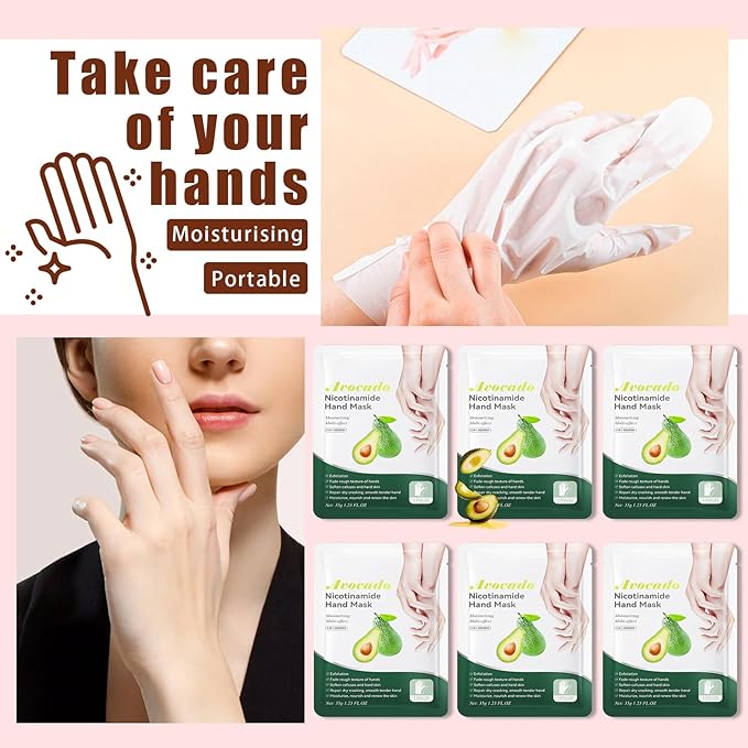 6 Pairs Hand Mask for Dry Cracked Hands,Nourishing Moisturizing Gloves,Hands Moisturizer for Deep Moisturizing,Silky Smooth Moisturizing Gloves,Hand Care Mask Set(H)