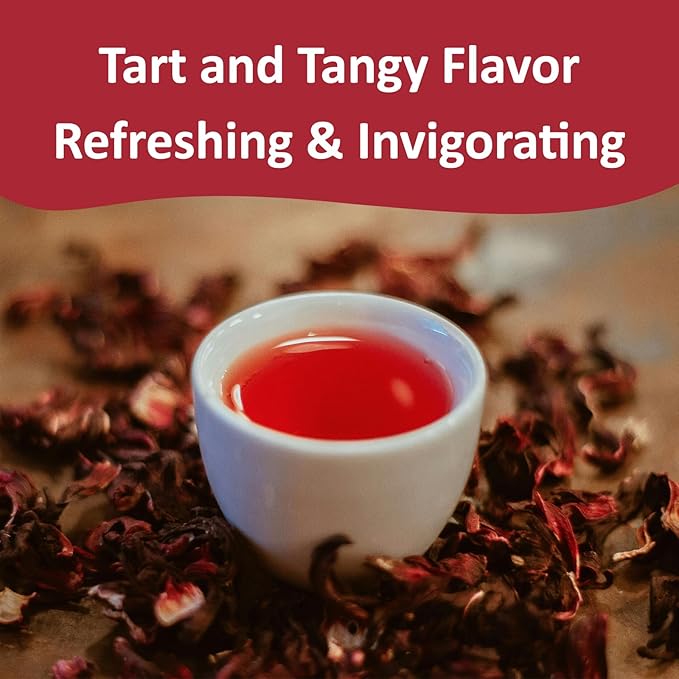 Ovikaso Tea, Hibiscus Tea Bags, Roselle Tea, 50 Pyramid Tea Bags, 2g/bag, 100% Natural, Non-GMO, No Caffeine, Brew Hot or Iced Tea, Baking, Cocktail, Rich in Antioxidants