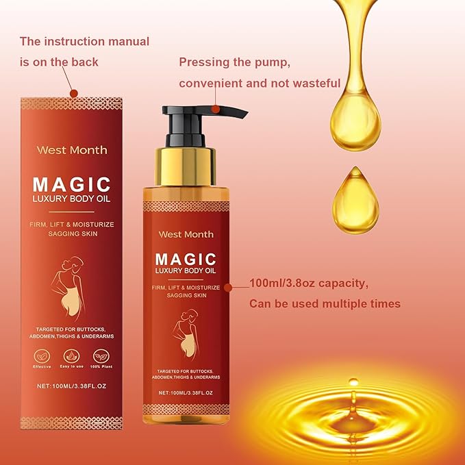 Magic Body Firming Oil, Ultra Hydrating and Firming Skin Magic Luxury Body Oil for Women Full Body Use.It Contains Vitamin E and Plant Essence Glow Oil (1Pcs)