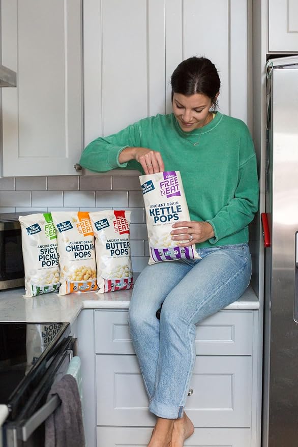 Cybele's Free-to-Eat Ancient Grain Pops - Healthy Snacks, All Natural, Gluten-Free, Vegan, No Preservatives or Additives (Kettle Pops 4oz, Pack of 6)