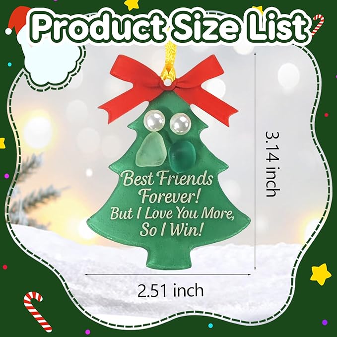 2025 New Christmas Tree Friendship Ornament, Shaped Sea Glass Decor for Christmas Tree Pendant Ornaments, Art Christmas Ornaments, Friendship Gift for Friends (Tree)