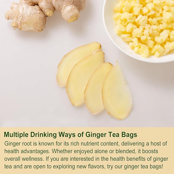 Jarteela - Ginger Tea Bags, 2g x 80 Count - Natural Ginger Root Tea Bags - Non-GMO - Caffeine-free - Soothing & Spicy - Aids Digestion