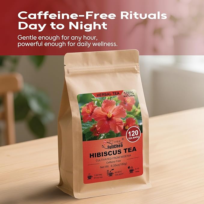 FullChea - Hibiscus Tea Bags, 120 Counts - Te De Flor de Jamaica, Hibiscus Flowers Tea for Daily Wellness - Non-GMO - Caffeine-free - Rich in Antioxidants & Support Digestion