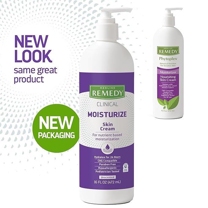 Medline Remedy Phytoplex Nourishing Skin Cream, Unscented Skin Moisturizer, Paraben Free Body Lotion, 16 Fl Oz