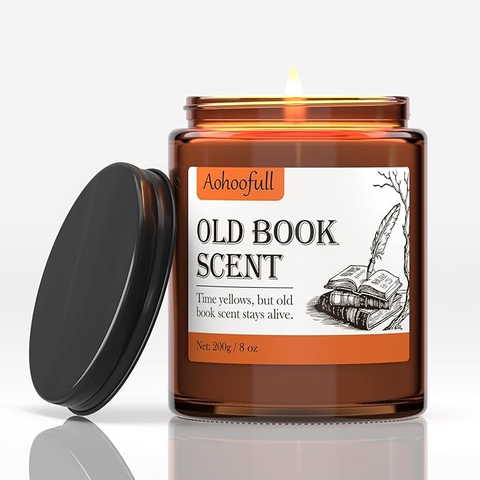 Scented Candles Gifts for Book Lovers, Soy Wax Candles,Fall Candle Inspired Gift Ideas for Readers,Women, Bookworm, Librarian, Men, Friend, 8 oz
