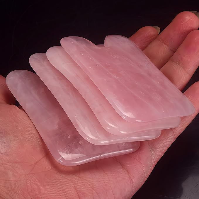 LZLRUN Rose Quartz Jade Roller Real Jade Gua Sha Board Mushroom Massager Face Lifting Tool Facial Guasha Massage Tool (Hill)