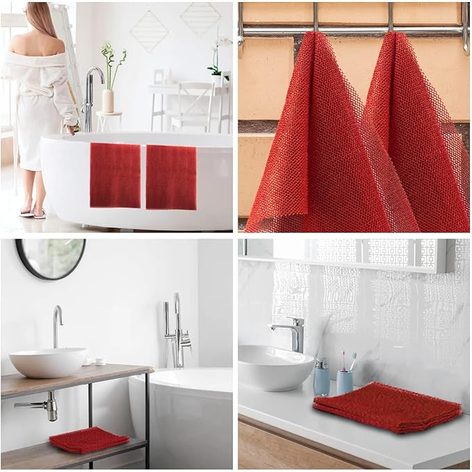 UJFQBH 2 Pieces African Bath Sponge African Net Long Net Bath Sponge Exfoliating Shower Body Scrubber Back Scrubber Skin Smoother,Great for Daily Use (Red)
