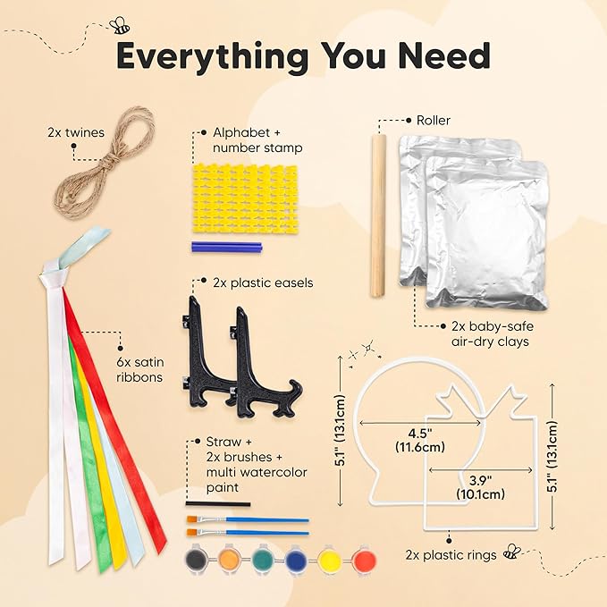 Baby Hand and Footprint Kit - Personalized Newborn Footprint Ornament, Clay Handprint Keepsake, Easy DIY Dog Paw Print Kit, Baby Shower Gifts for Boys, Girls, New Mom Gifts (Presents)