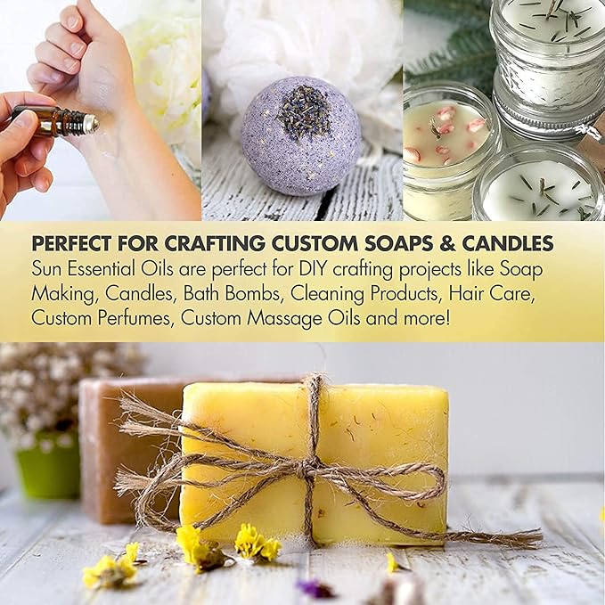 Sun Essential Oil - Lavender Essential Oil 8 oz (236 ml) with Dropper for Diffuser, Humidifier, Skin, Aromatherapy Massage, Scented for Soap & Candle Making at Home, Calming Aroma for Sleep