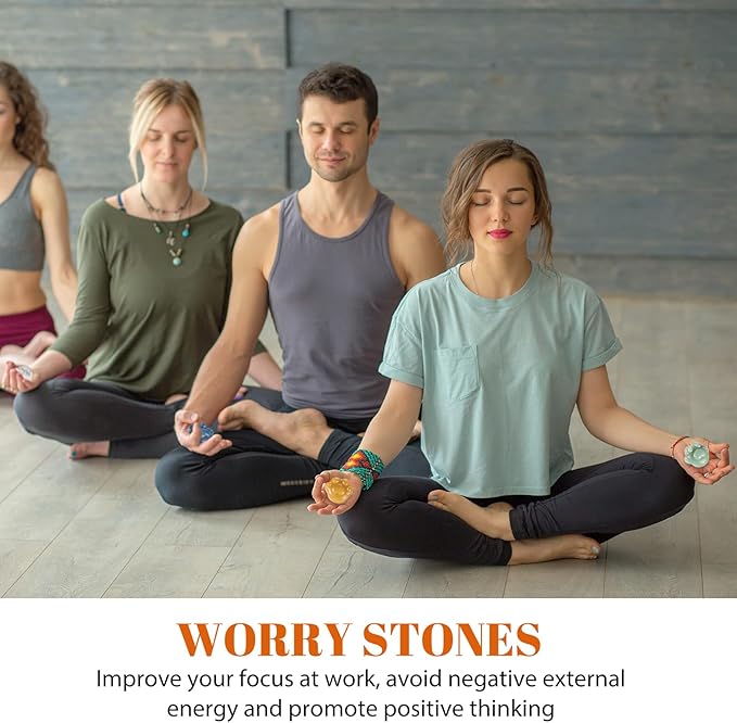 BBTO 12 Pieces Worry Stones for Anxiety Thumb Small Multicolor Pocket Palm Stone Obsidian Crystal Worry Stones for Anxiety Stress Relief(Cat Paw Style)