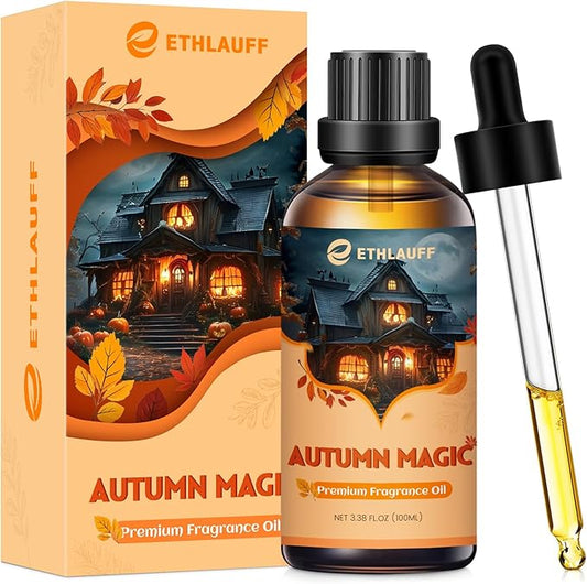 Autumn Magic Essential Oil, 100ml Fall Essential Oil for Diffusers for Home, Autumn Scented Oils for Candle & Soap Making, Bath Bombs, Massage - 3.38FL.OZ
