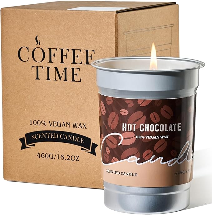 M&SENSE Hot Chocolate Scented Candles, Soy Wax 16.2oz 100 Hours Long Lasting Clean Burn, Organic Cocoa Candles Non Toxic, Large Fall Seasonal Candle for Home, Holiday Aromatherapy Gifts for Women