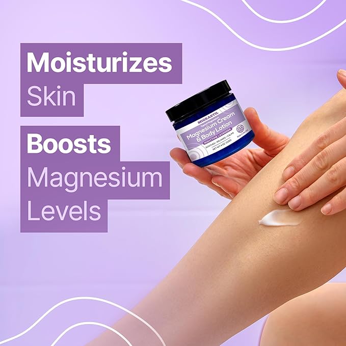 MIGRASTIL Nighttime Lavender Magnesium Cream & Non-Greasy Body Lotion. Extra Strength 250mg Magnesium Chloride for Muscle Relief, Leg Cramps, Relaxation and Sweet Sleep. Vegan, Made in the USA.