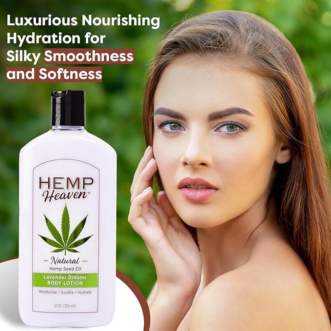 Hemp Heaven Lotion - Moisturizing Body Lotion with Natural Hemp Seed Oil & Lavender dreams Scent, 12 oz, Paraben-Free Hemp Lotion for Women & Men, Made in USA, Soothes & Nourishes